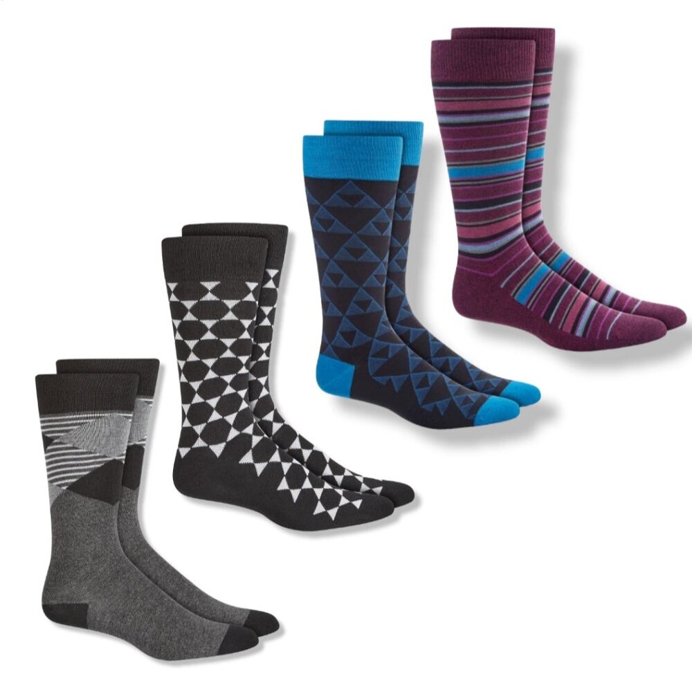 4 pack Men's Socks -ALFANI -one size 10-13 -us shoe Size 7-12 Moisture wick